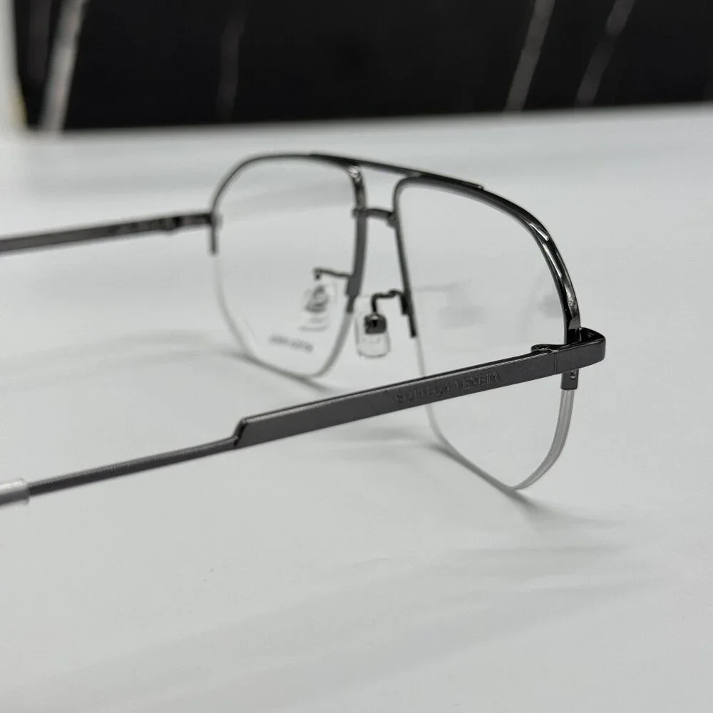 NEW BOTTEGA VENETA BV1109O 001 SILVER AVIATOR UNISEX EYEGLASSES